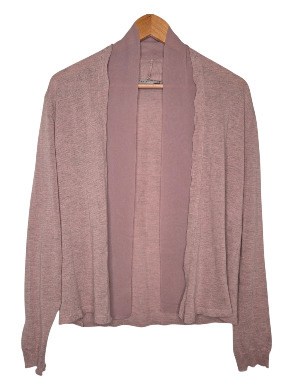 Viviana Uchitel Womens Mauve Pink Cotton Silk Lightweight Open Front Cardigan 2